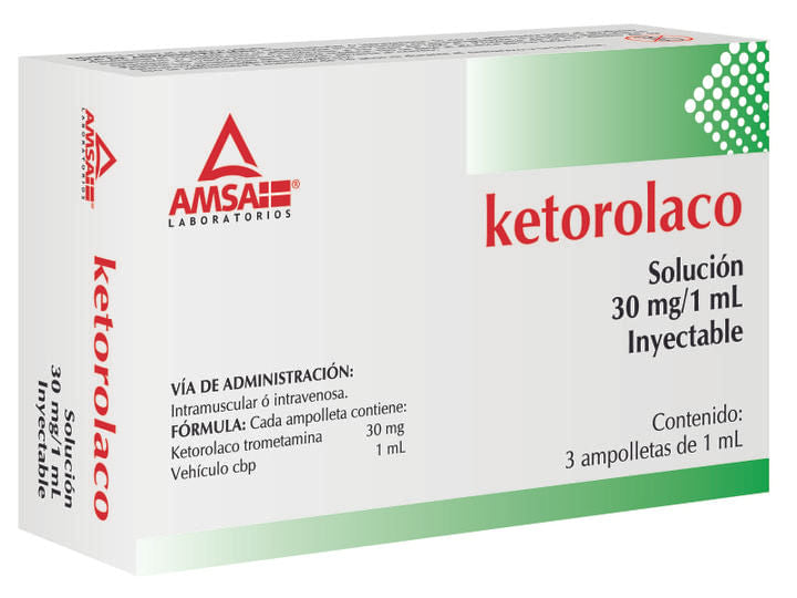 KETOROLACO (Amsa) Sol. Iny. c/3 AMPTAS. 30 MG/1 ML.