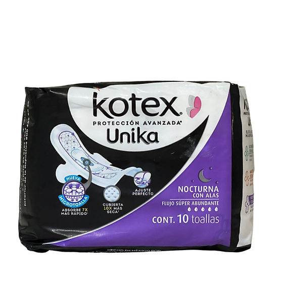 KOTEX ANATÓMICA c/ALAS Flujo Abundante c/10 Toallas.