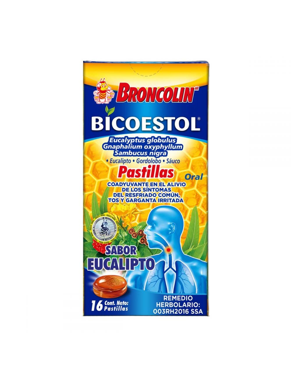 BICOESTOL Sabor Eucalipto c/16 PASTILLAS. 2.5 G.