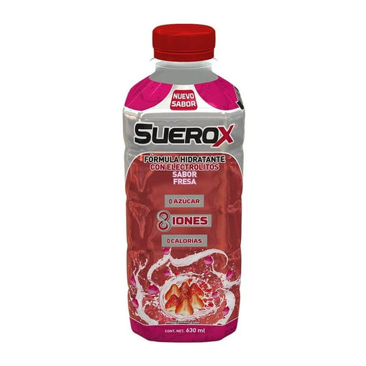 SUEROX 8 IONES Bebida Hidratante SABOR FRESA MENTA 630 ML.