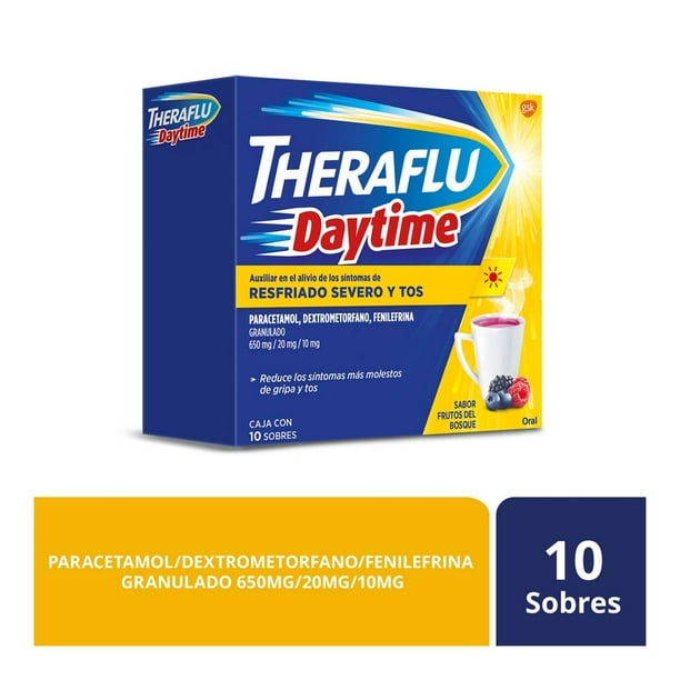 THERAFLU DAYTIME c/10 SOBS. GRANULADO Sab. Frutos del bosque 650/20/10 MG.