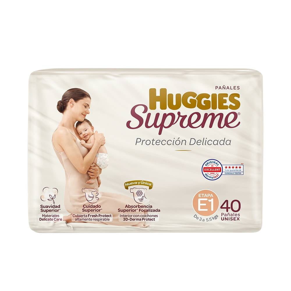 HUGGIES SUPREME Unisex (Etapa 1 / 3-5.5 Kg.) c/40 Pzs.