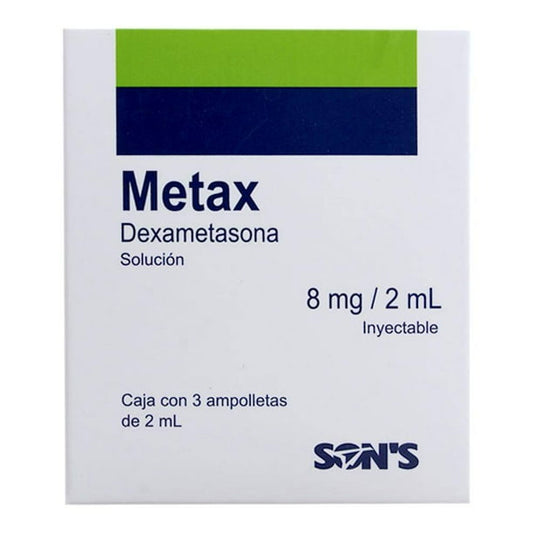 METAX Sol. Iny. c/3 AMPTAS. 8 MG/2 ML.