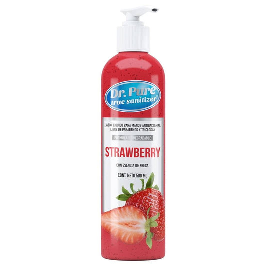 JABON LIQUIDO ANTIBACTERIAL p/MANOS Aroma F. Rojos (Dr. Pure) Fco. c/500 ML.