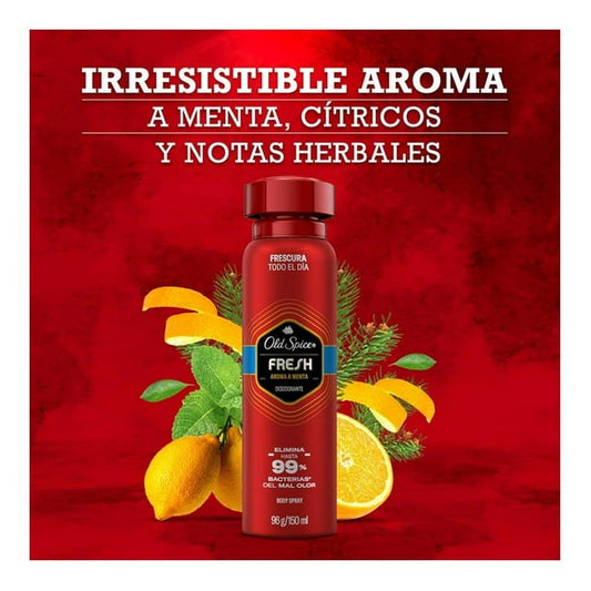 OLD SPICE FRESH "Frescura & Menta" Spray Desodorante 96 G/150 ML.