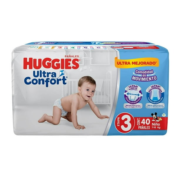 HUGGIES ULTRACONFORT Niño (Etapa 3 / 7-10 Kg.) c/40+6 Pzs.