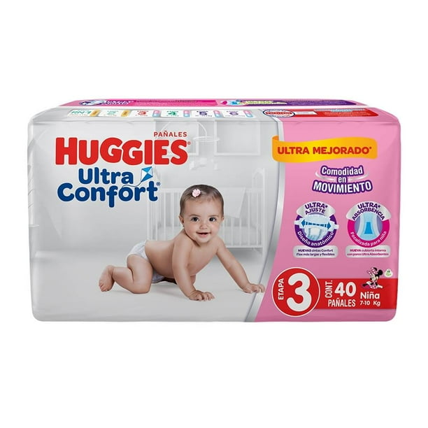 HUGGIES ULTRACONFORT Niña (Etapa 3 / 7-10 Kg.) c/40+6 Pzs.