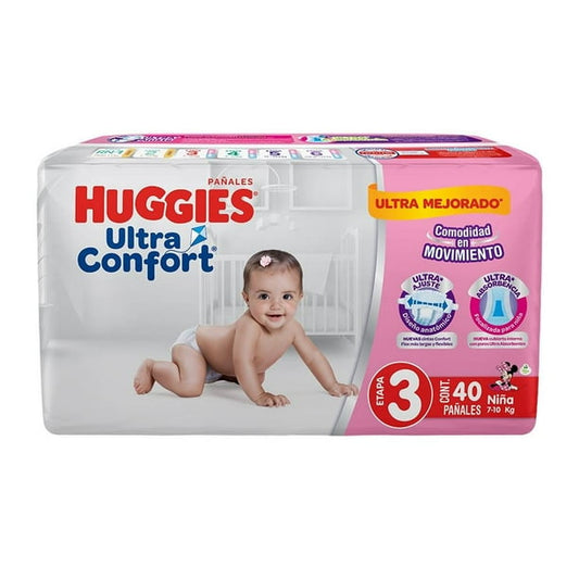 HUGGIES ULTRACONFORT Niña (Etapa 3 / 7-10 Kg.) c/40 Pzs.