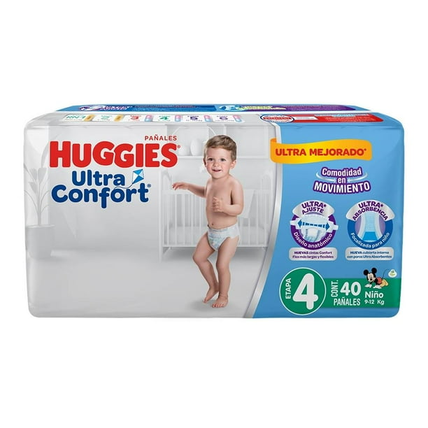 HUGGIES ULTRACONFORT Niño (Etapa 4 / 9-12 Kg.) c/40+6 Pzs.