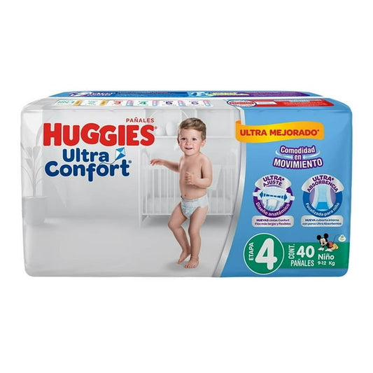 HUGGIES ULTRACONFORT Niño (Etapa 4 / 9-12 Kg.) c/40 Pzs.