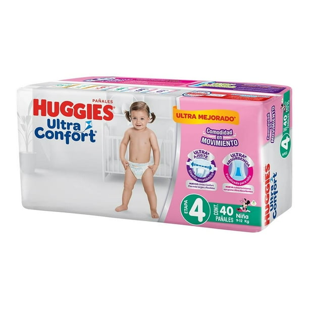 HUGGIES ULTRACONFORT Niña (Etapa 4 / 9-12 Kg.) c/40+6 Pzs.