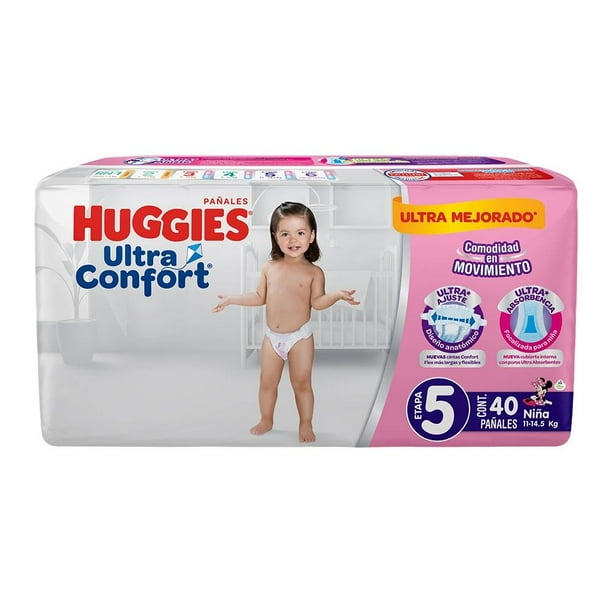 HUGGIES ULTRACONFORT Niña (Etapa 5 / 11-14.5 Kg.) c/40+6 Pzs.