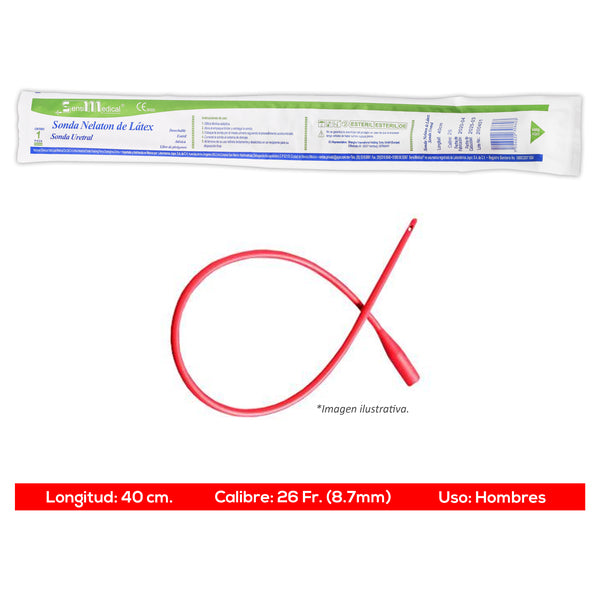 SONDA NELATON de LATEX (SensiMedical) Long. 40cm. Cal. 12 Fr. c/1 Pza.