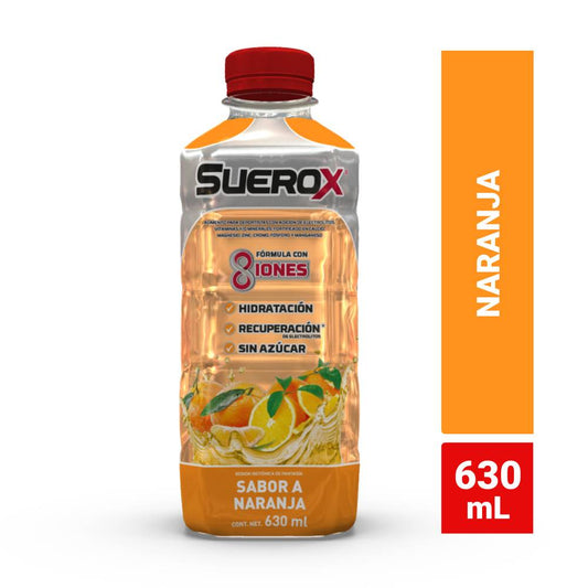 SUEROX 8 IONES Bebida Hidratante SABOR NARANJA-MANDARINA 630 ML.