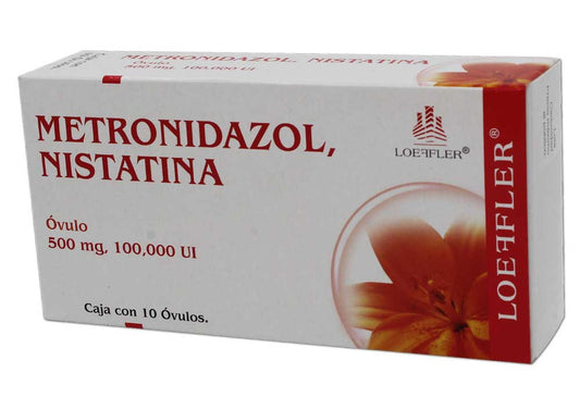 METRONIDAZOL/NISTATINA c/10 ÓVULOS 500 MG/100,000 UI.