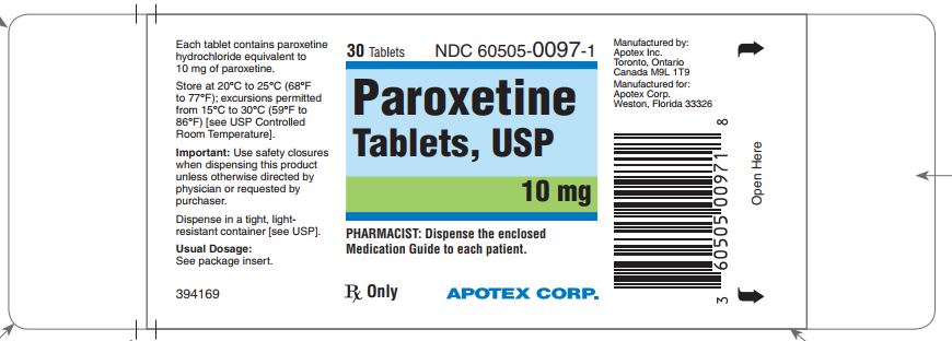 PAROXETINA (Apotex) c/10 TABS. 20 MG.