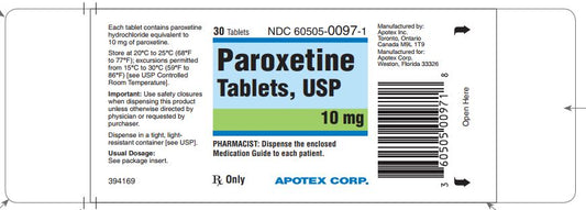 PAROXETINA (Apotex) c/10 TABS. 20 MG.