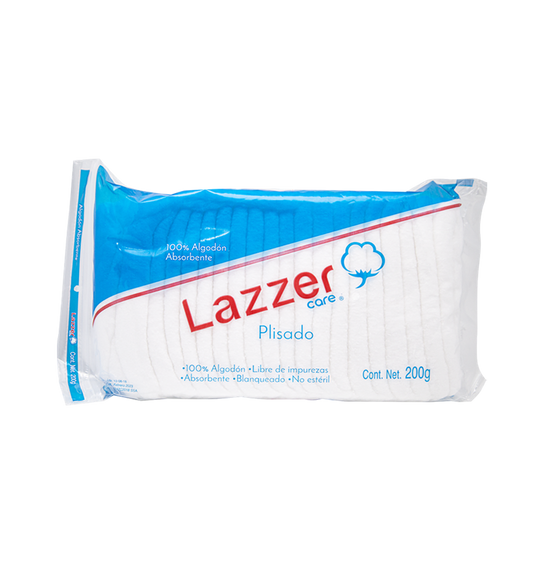 ALGODÓN ABSORBENTE PLISADO (Lazzer Care) Bolsa c/200 G.