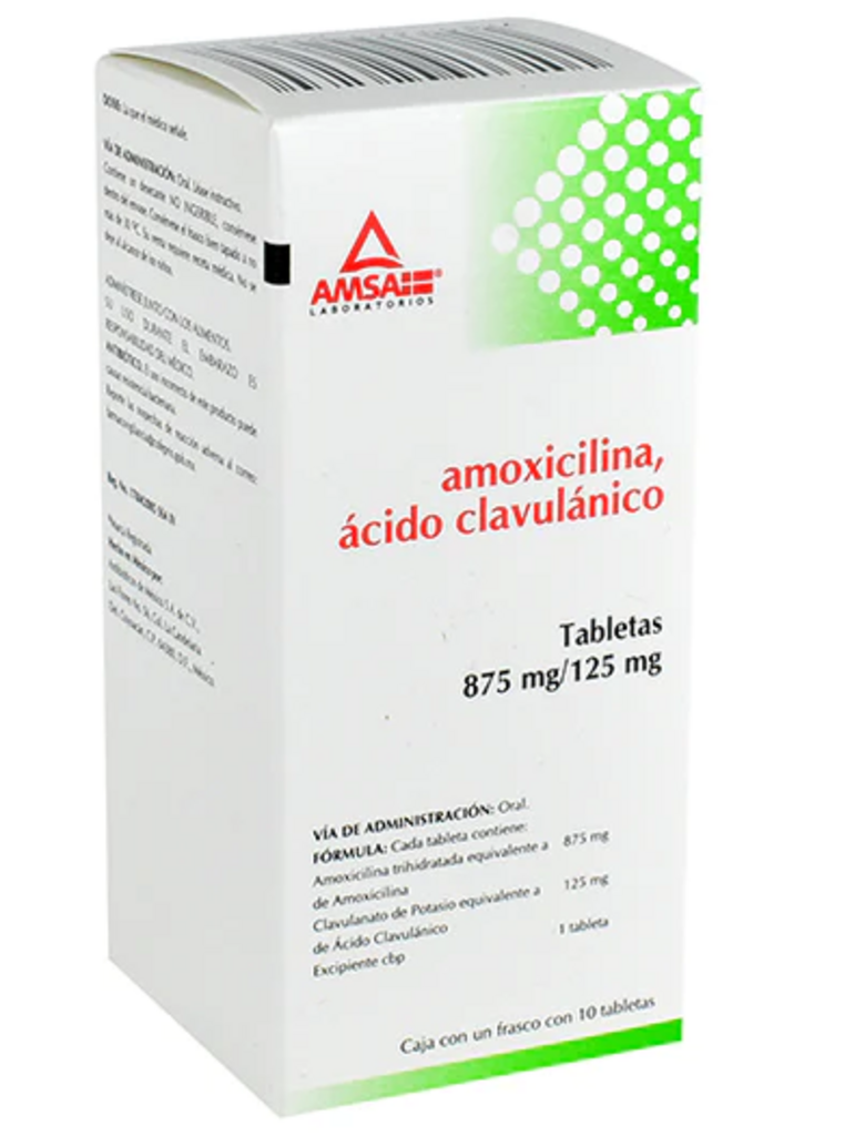 AMOXI./AC.CLAVCO. (Hormona) c/10 TABS. 875/125 MG.