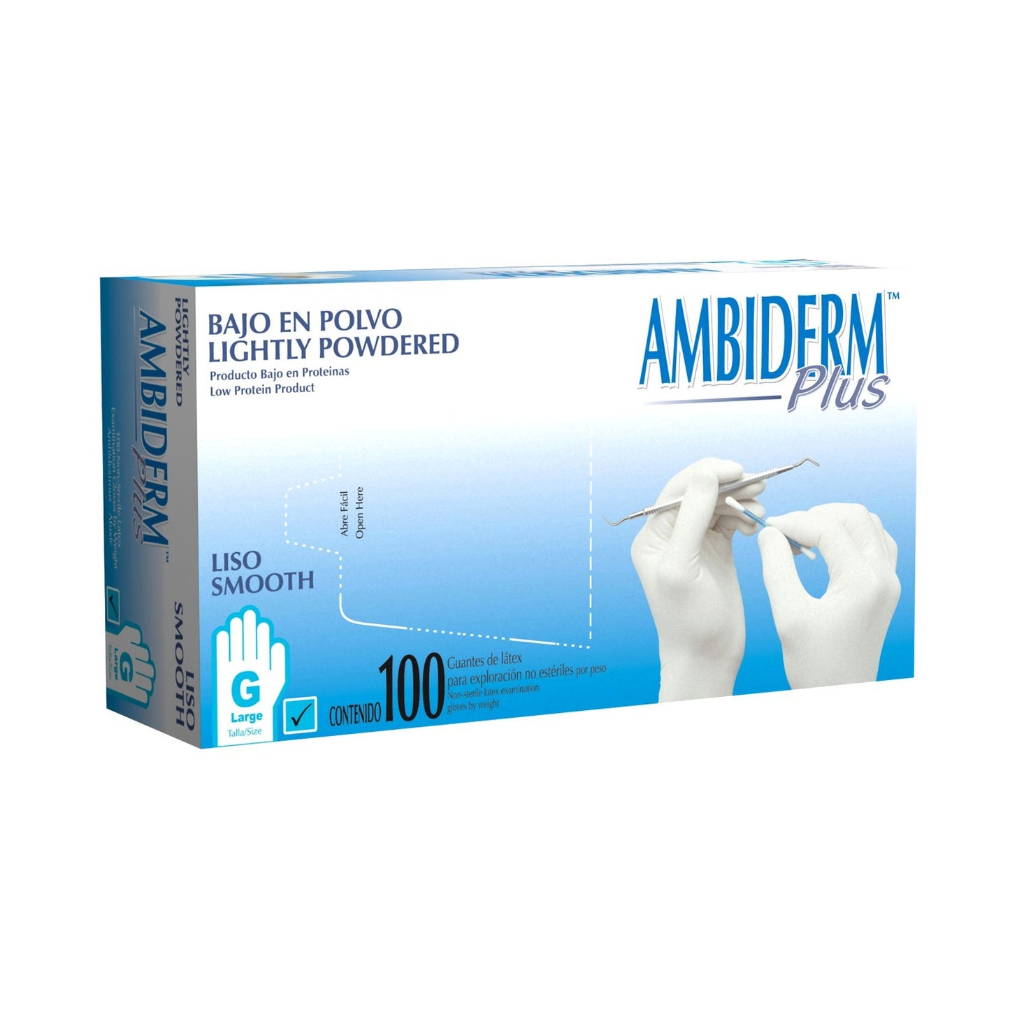 AMBIDERM Plus GUANTE LTX EXPLORACIÓN AZUL No Estéril MED. c/100 Pzs.