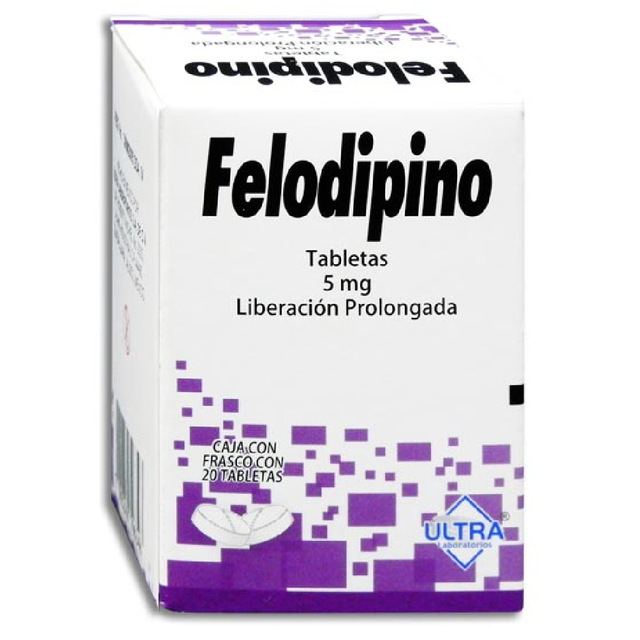 FELODIPINO (Ultra) c/20 TABS. L.P. 5 MG.