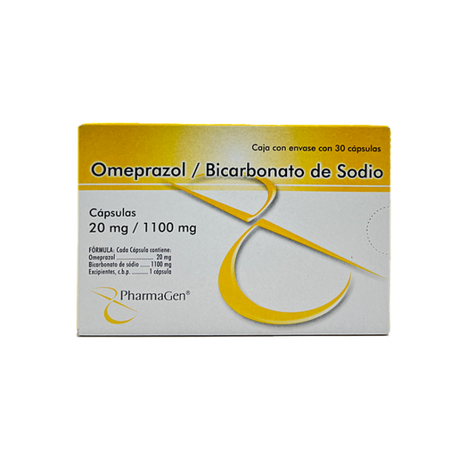 OMEPRAZOL/BICARBONATO DE SODIO (Pharmagen) c/30 CAPS. 20/1100 MG.