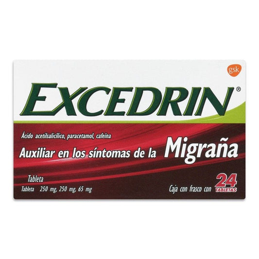 EXCEDRIN MIGRAÑA c/24 TABS. 250/250/65 MG. (2 Pack).