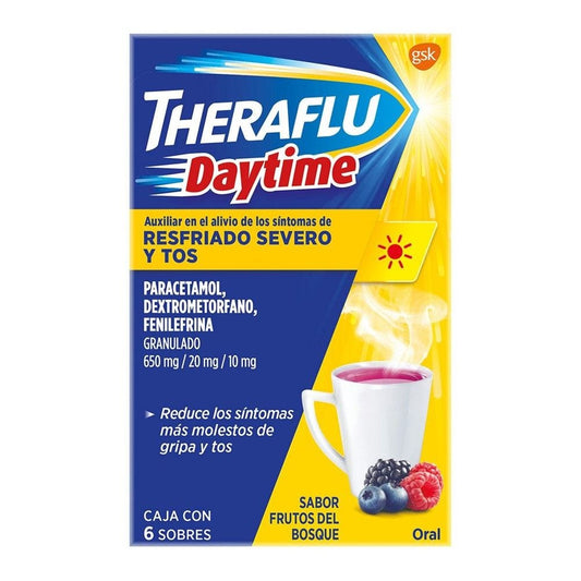 THERAFLU DAYTIME c/ 6 SOBS. GRANULADO Sab. Frutos del bosque 650/20/10 MG.