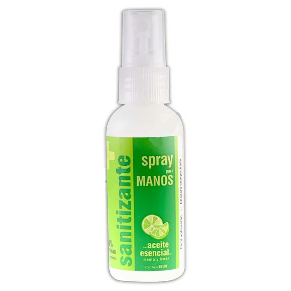 SANITIZANTE SPRAY p/MANOS "MENTA LIMÓN" Fco. c/60 ML.