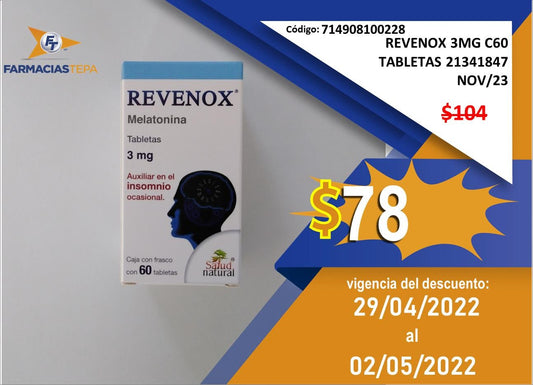 REVENOX c/60 TABS. 3 MG.