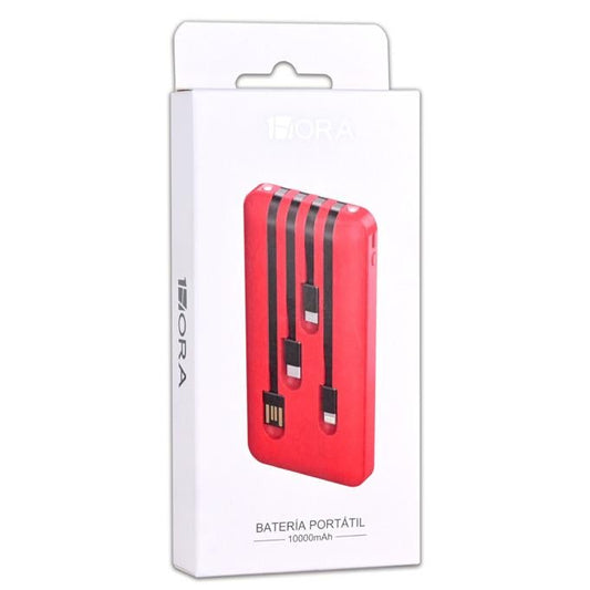 BATERÍA PORTÁTIL 10000mAh Mod. GAR148 Col. Rojo Cja. c/1 Pza.