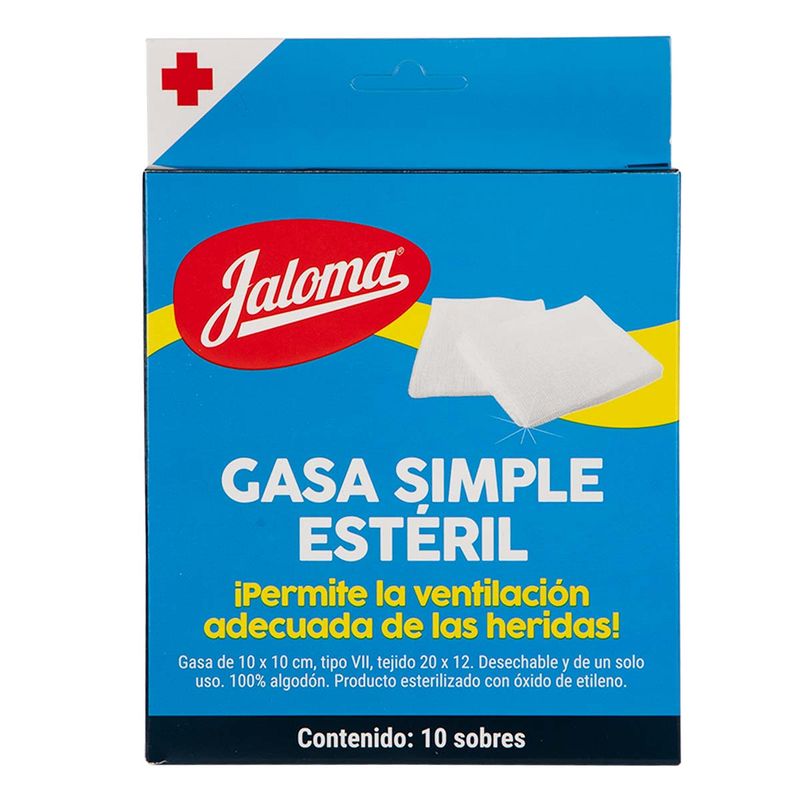 GASA SIMPLE ESTÉRIL (Jaloma) 7.5x5cm. T20x12, 8C. Bolsa c/10 Sobs.