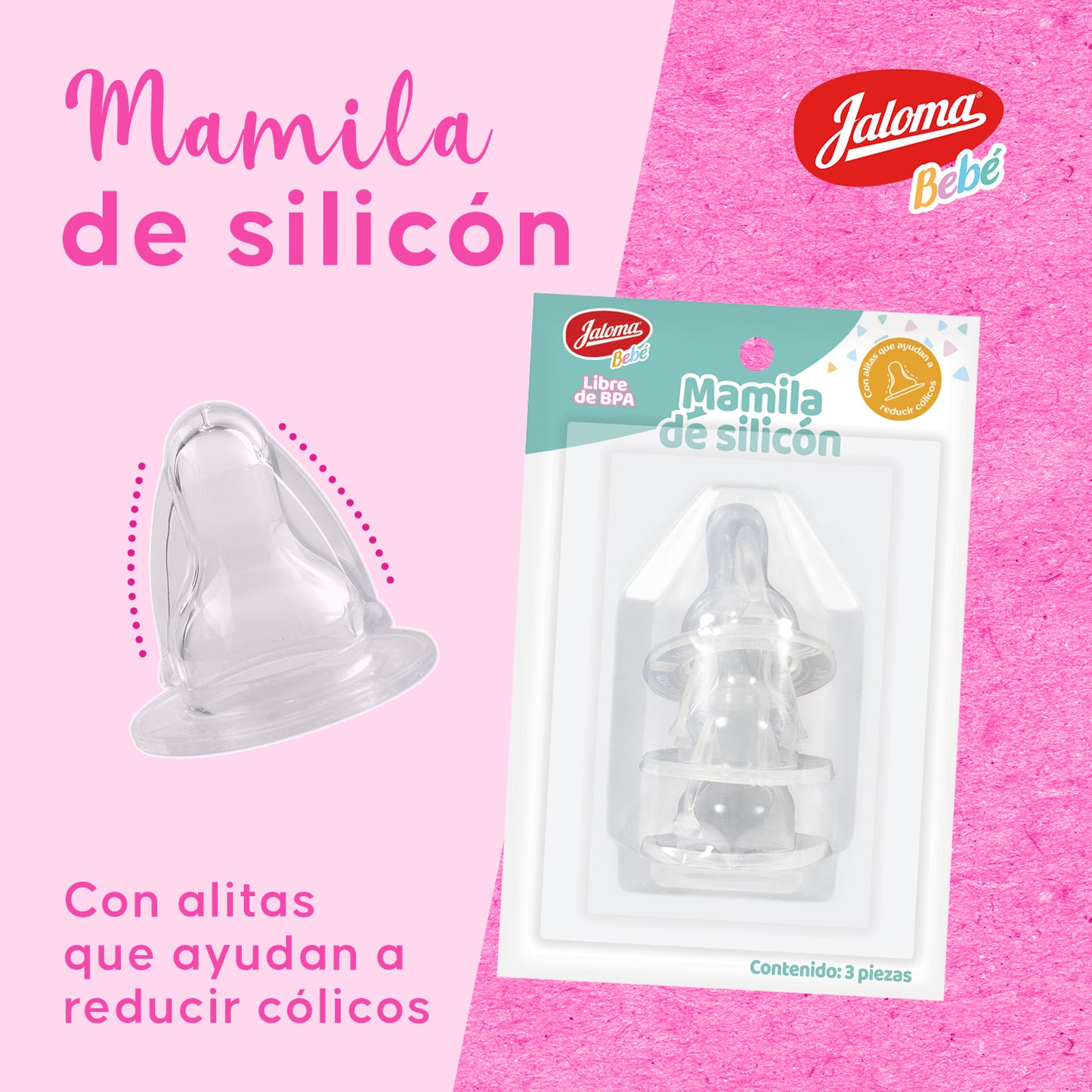 MAMILA DE SILICÓN ANTICOLICOS Blister c/3 Pzs..