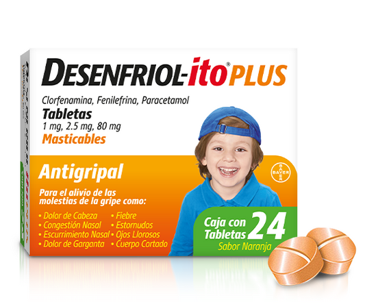 DESENFRIOL-ITO PLUS c/24 TABS. MAST. Sab. Naranja 1/2.5/80 MG.