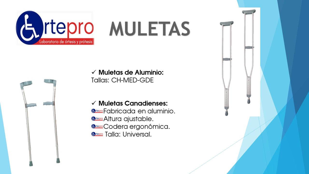 PAR DE MULETAS AXILAR de ALUMINIO (Eko-Mobility) Talla AD/ Med.