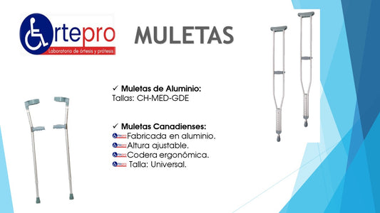 PAR DE MULETAS AXILAR de ALUMINIO (Eko-Mobility) Talla AD/ Med.