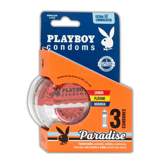 PLAYBOY TEXTURIZADO Paradise (Sabs: SA/PL/NA) Blister c/3 CONDS.