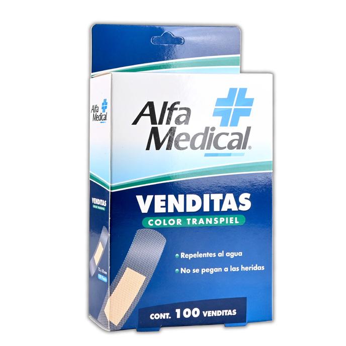 VENDITAS COLOR TRANSPIEL (Alfa Medical) 19x72mm. Cja. c/100 Pzs.