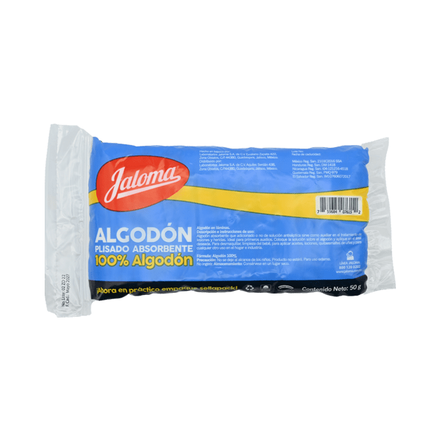 ALGODON ABSORBENTE PLISADO (Jaloma) Bolsa c/ 50 G.