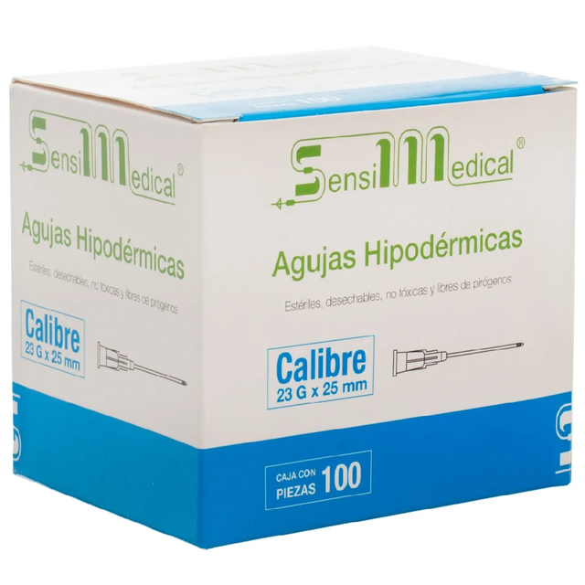 AGUJA HIPODERMICA (SensiMedical) 23Gx1"(25mm) Cja. c/100 Pzs.