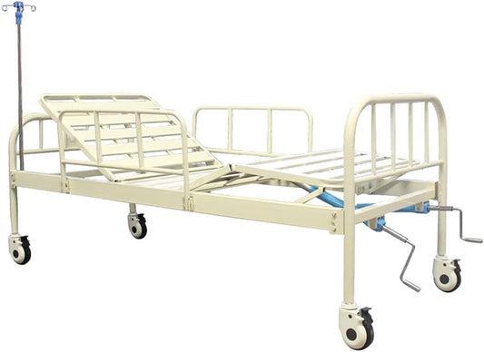 CAMA HOSPITALARIA MANUAL DE LUJO c/RUEDAS. (Color Beige) 200x90 CM.