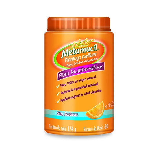 METAMUCIL POLVO Sab. Naranja s/AZÚCAR Fco. c/425 G. 56.18 G/100 G.