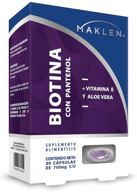 BIOTINA Con PANTENOL (Maklen) c/30 CAPS. 700 MG.