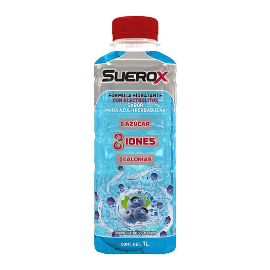 SUEROX 8 IONES Bebida Hidratante SABOR MORA AZUL-HIERBNA. 1 L.