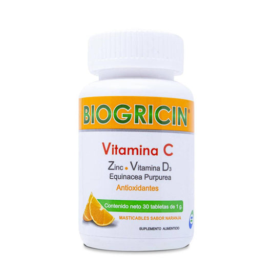 BIOGRICIN c/30 TABS. Masticables Sab. Naranja 1 G.