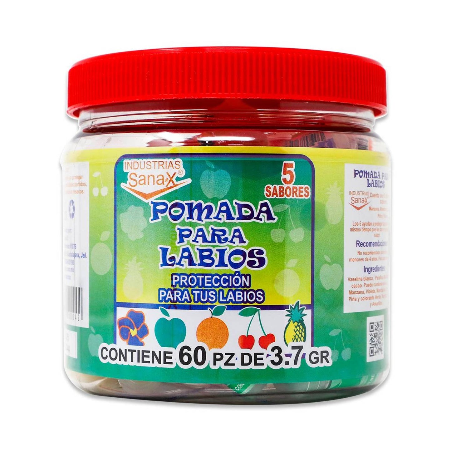 POMADA PARA LABIOS (Sanax) Vitrolero c/60 Pzs. 3.7 G.