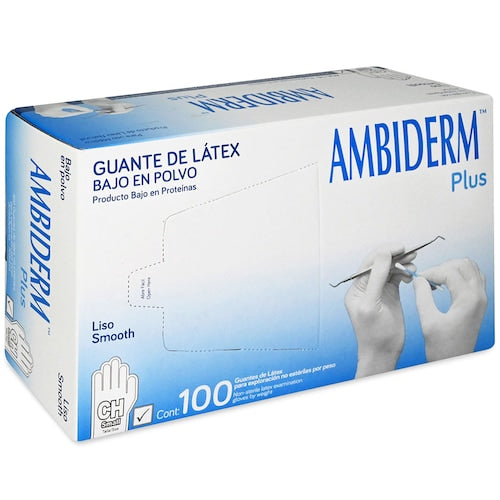 AMBIDERM Plus GUANTE LTX EXPLORACIÓN BLANCO No Estéril CH. c/100 Pzs.