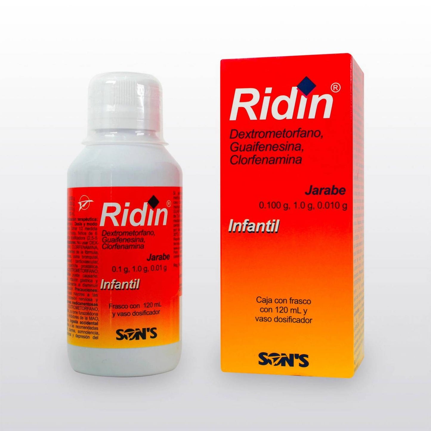 RIDIN JARABE Pediátrico Fco. 120 ML. 0.100-1.0-0.010 G/100 ML.