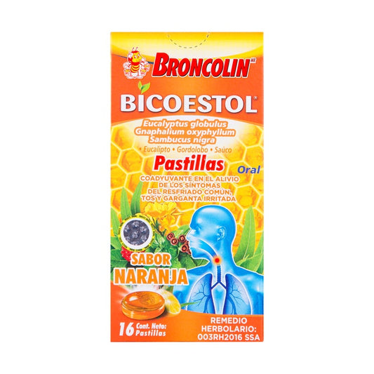 BICOESTOL Sabor Naranja Cartera c/8 PASTILLAS Exh. c/12 Pzs.