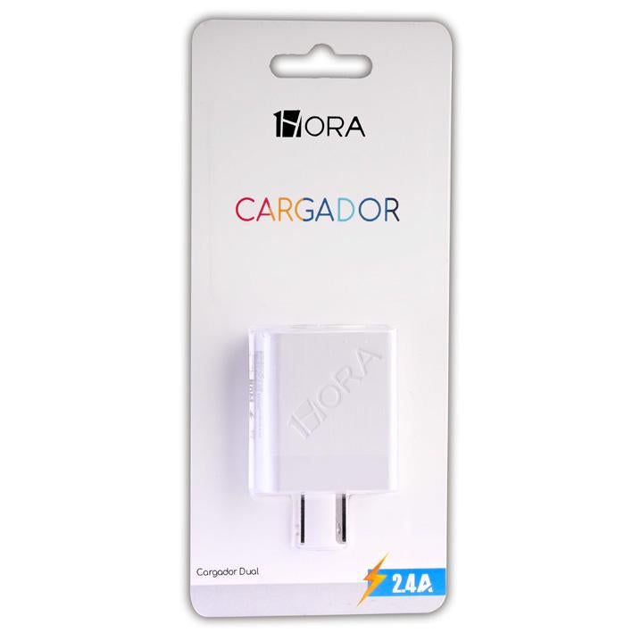 COMBO CARGADOR Mod. GAR124 USB 2.4A-5.0V / Salida V8 / Col. Blanco.